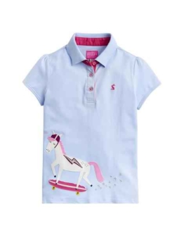 Joules Older Moxie Polo Shirt Sky Blue Skate Horse