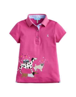 Joules Older Moxie Polo Shirt Tue Pink Party Dogs
