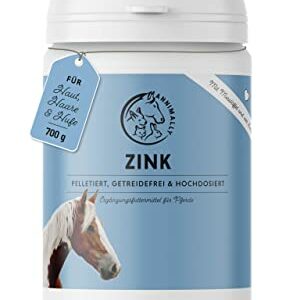 Annimally Zink für Pferde – Zink Pellets (700g) hochdosiert mit Schwarzkümmel, Zeolith, Esparsette und Bierhefe für Haut, Haare & Hufe